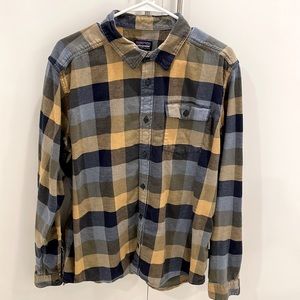 Patagonia Lightweight Fjord Flannel Shirt, Large, Blues with Gold